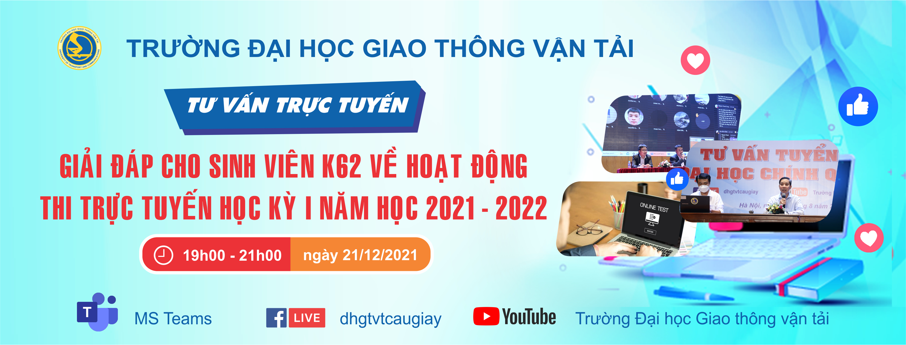 Tư vấn trực tuyến giải đáp cho sinh viên K62 về hoạt động thi trực tuyến học kỳ I năm học 2021-2022